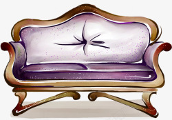 手绘紫色欧式沙发素材