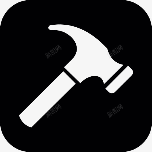 方形背景锤图标png_新图网 https://ixintu.com 工具和用具 建筑 维修 锤子 锤子工具