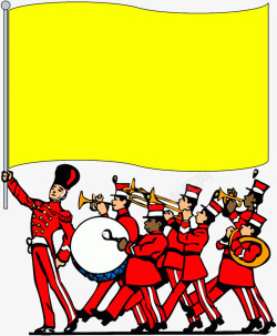 军乐旗帜和军乐队高清图片