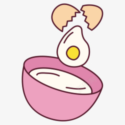 卡通鸡蛋与粉色的碗素材