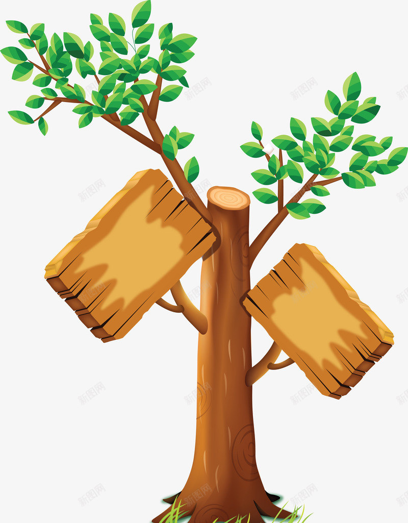 树木和标牌png免抠素材_新图网 https://ixintu.com 木头 标牌 树