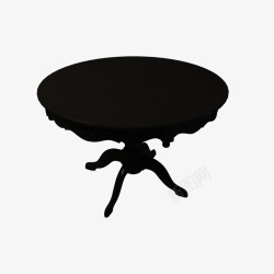 黑色圆桌黑色中式古典圆木桌高清图片