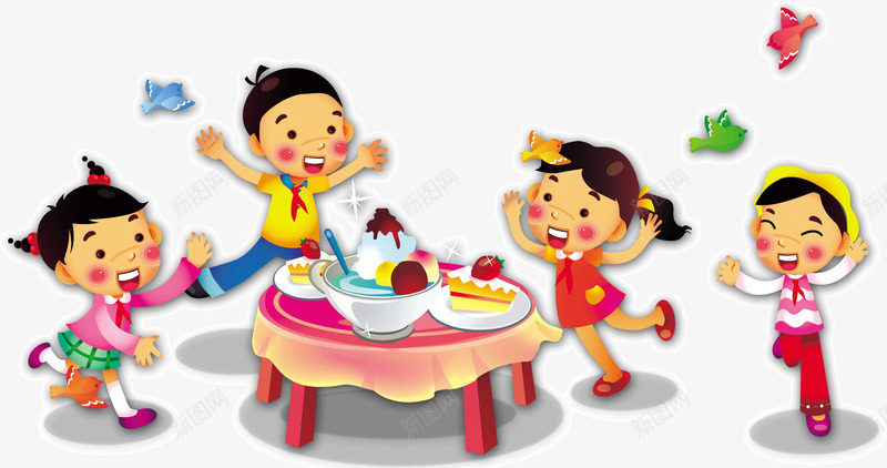 小孩围着桌子玩耍png免抠素材_新图网 https://ixintu.com 小孩 桌子 玩耍
