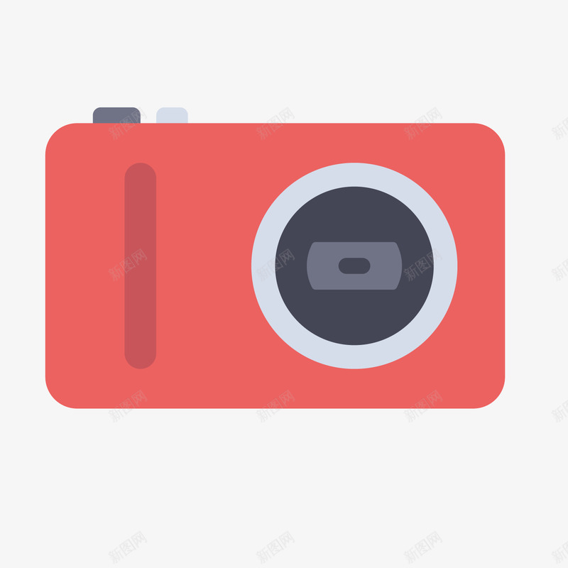 红色数码相机png免抠素材_新图网 https://ixintu.com 圆角 扁平化 数码 相机 科技 红色 镜头