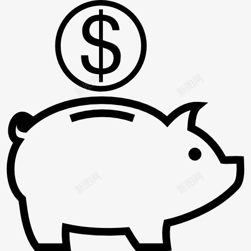 小猪银行的美元硬币图标png_新图网 https://ixintu.com 储蓄 商业 美元符号 货币 钱 钱字符号 银行