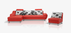 红色靠垫海报红色沙发元素高清图片