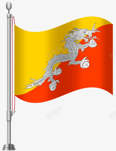 不丹国旗png免抠素材_新图网 https://ixintu.com 不丹 国旗 旗帜 红色 飞龙 黄色