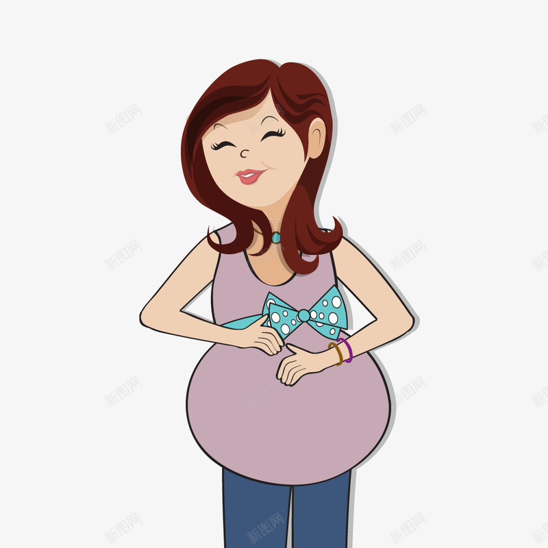怀孕的妈妈矢量图eps免抠素材_新图网 https://ixintu.com 卡通孕妇 大肚子 幸福的妈妈 母亲 矢量图
