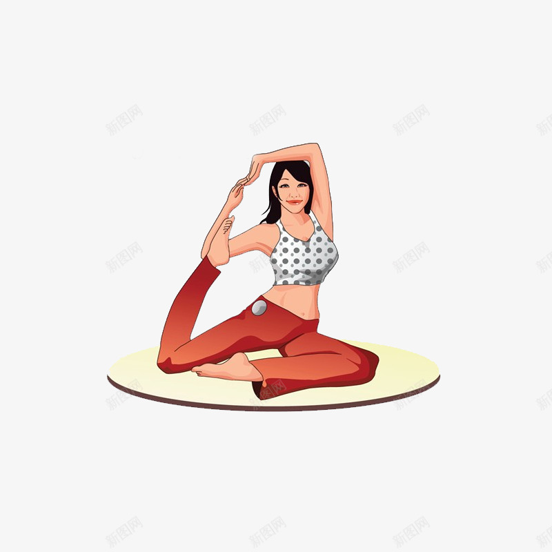 瑜伽基本动作之五png免抠素材_新图网 https://ixintu.com 减肥 卡通 女孩 瑜伽 瑜伽培训 锻炼
