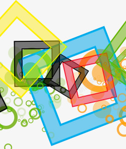 镐晳镙囧织彩色几何方形彩墨装饰矢量图高清图片