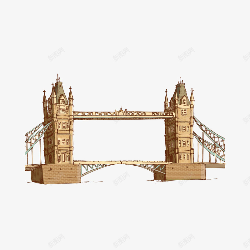 一个手绘大的伦敦大桥矢量图ai免抠素材_新图网 https://ixintu.com 伦敦 伦敦桥 国外建筑 城市 大桥 建筑 著名 矢量图