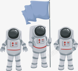 宇航员与旗帜素材