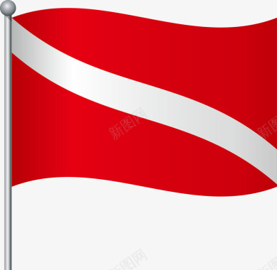 红色飘曳旗帜图图标图标