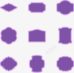紫色花边文字框素材