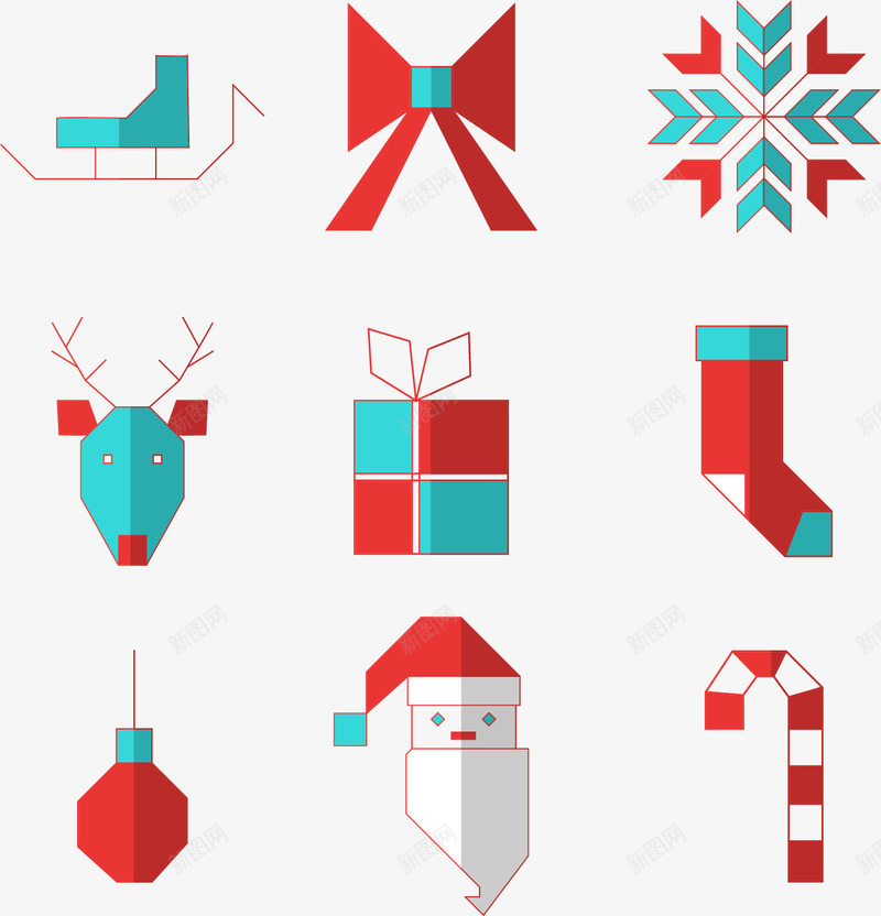 圣诞元素合集图标png_新图网 https://ixintu.com 图标 圣诞 礼物 袜子 麋鹿