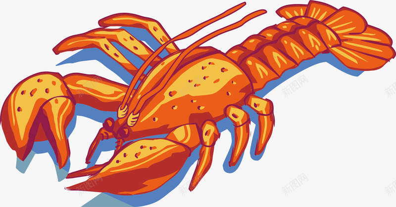 龙虾png免抠素材_新图网 https://ixintu.com 卡通 手绘 橘色 水彩 钳子 食物 龙虾