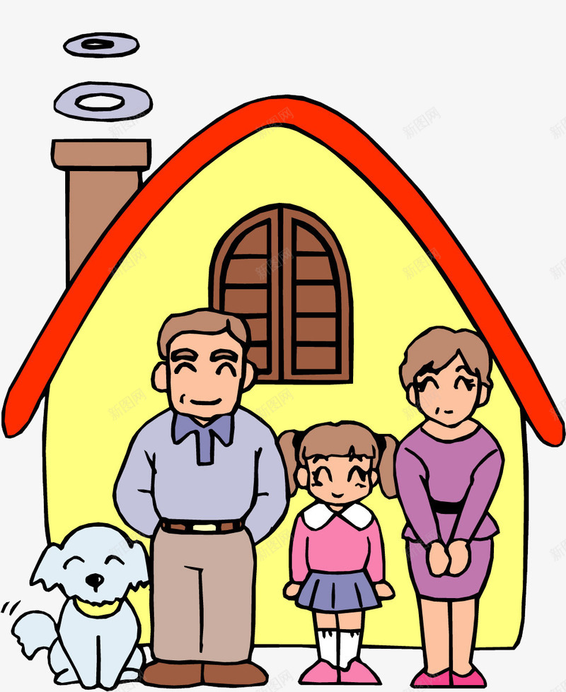 简单小幸福png免抠素材_新图网 https://ixintu.com 卡通 家人 房子 温暖 装饰
