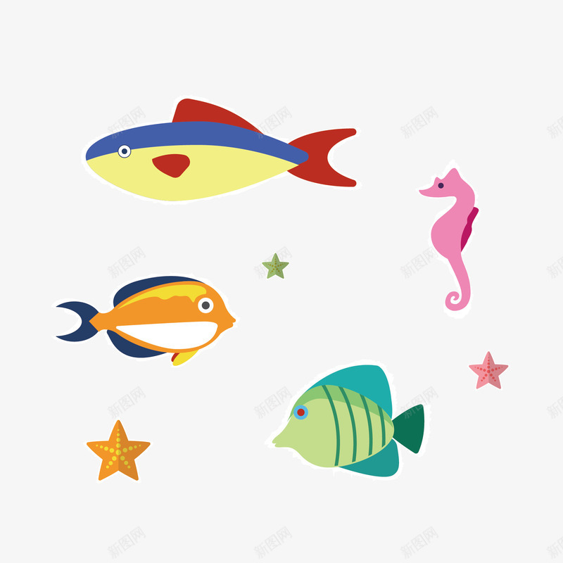 鱼和海星矢量图eps免抠素材_新图网 https://ixintu.com png素材 海星 鱼 矢量图