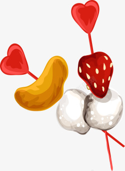 水果串水彩手绘美味水果串高清图片
