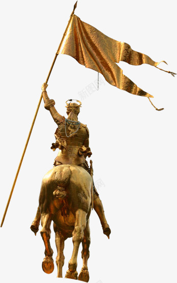 金色人物举着旗帜png免抠素材_新图网 https://ixintu.com 人物 旗帜 素材 金色
