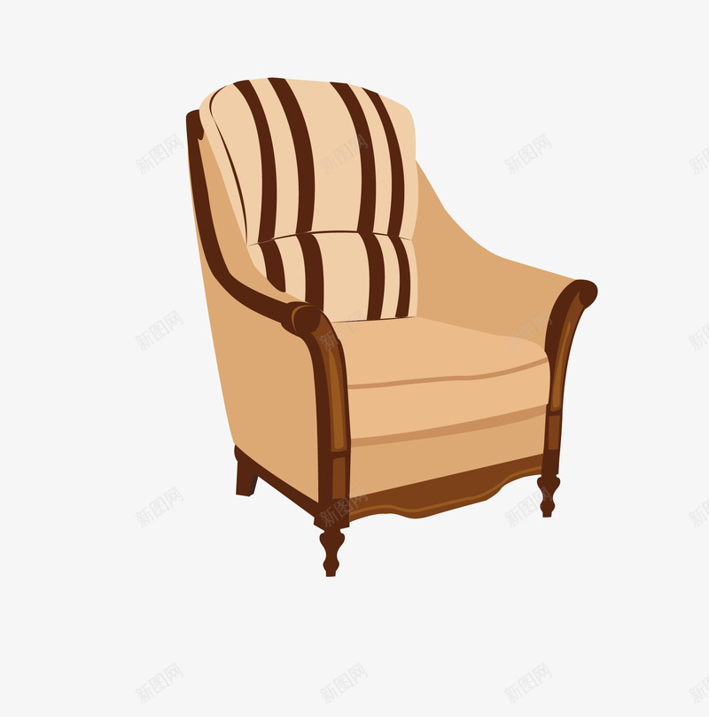 沙发椅png免抠素材_新图网 https://ixintu.com 古典复古 家具 木椅 桌子 椅 软装