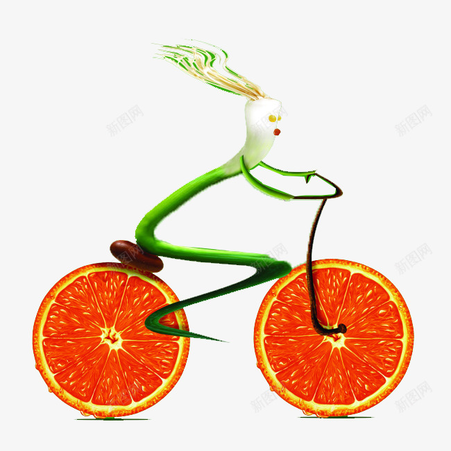 创意水果png免抠素材_新图网 https://ixintu.com 创意水果图片 卡通水果 橘子切片 水果造型 绿色