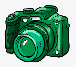 专业相机卡通手绘绿色单反相机图标高清图片