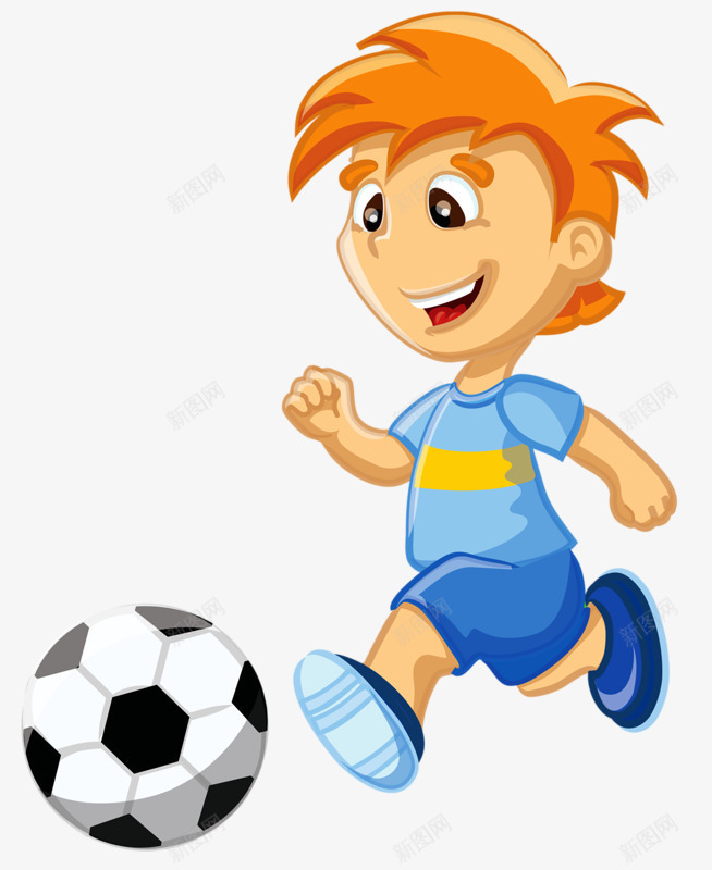 踢足球的男孩png免抠素材_新图网 https://ixintu.com 创意 卡通 手绘 男孩 踢足球