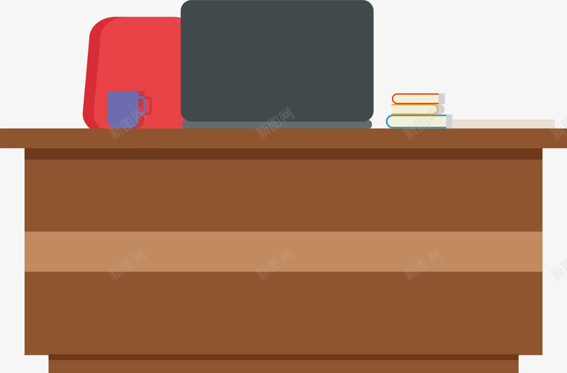卡通棕色办公桌png免抠素材_新图网 https://ixintu.com 办公用品 卡通办公桌 教育 棕色办公桌 棕色桌子 黑色电脑