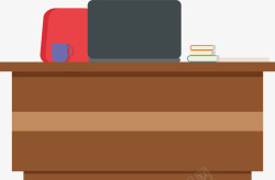办公用品桌子卡通棕色办公桌高清图片