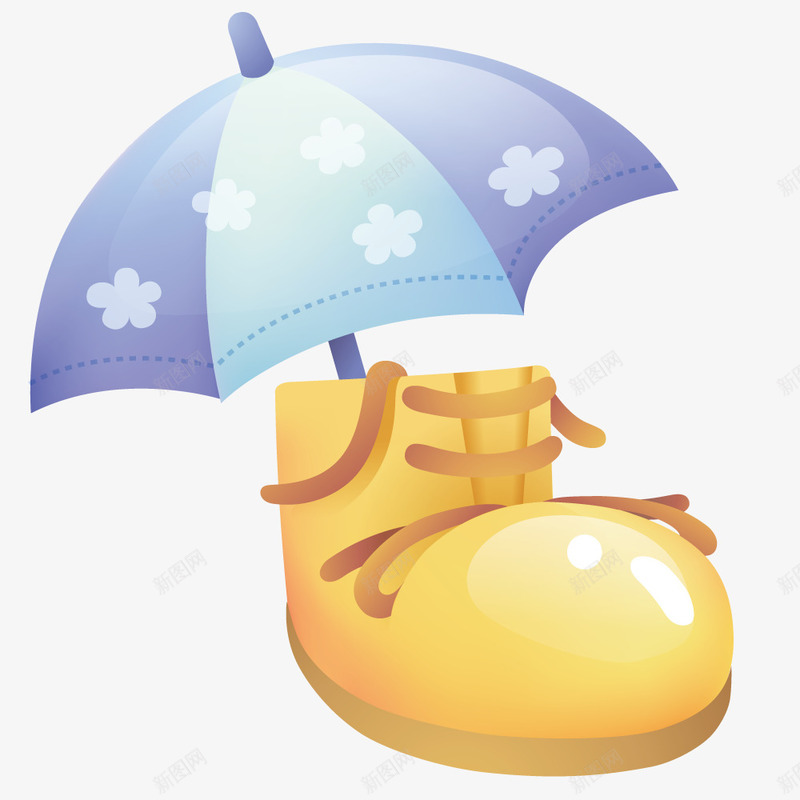 鞋子上的雨伞png免抠素材_新图网 https://ixintu.com 卡通 插画 雨伞 鞋子