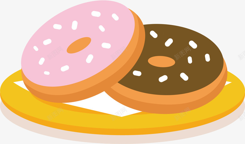卡通甜甜圈标矢量图图标ai_新图网 https://ixintu.com 彩色底纹 扁平化 甜品 甜甜圈 矢量图标 设计图 矢量图
