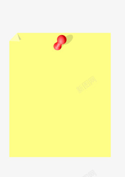 钉起来的纸红色塑料钉和浅黄色便利贴高清图片