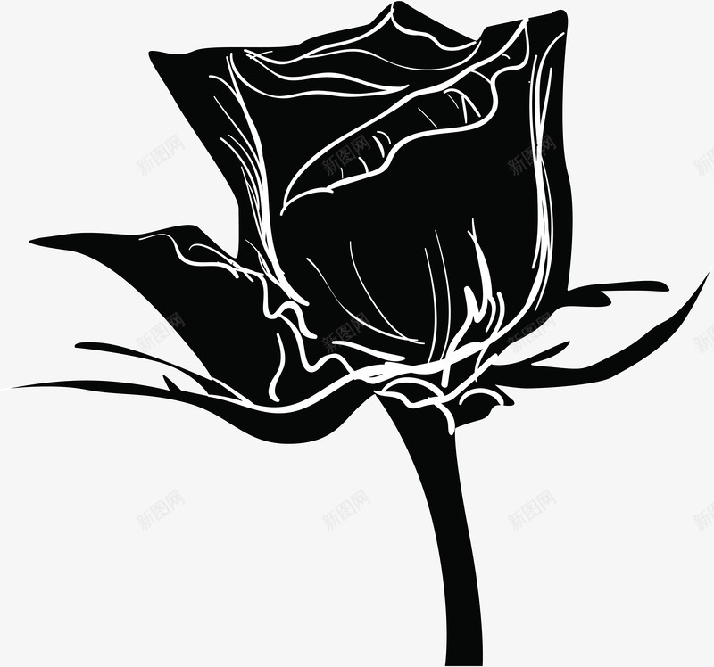 一只玫瑰花图标png_新图网 https://ixintu.com 卡通玫瑰 卡通玫瑰花 叶子 手绘玫瑰 植物 玫瑰线描图 玫瑰花 玫瑰花矢量图 线描玫瑰 鲜花