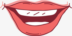 露牙齿的红色嘴唇卡通手绘红色的嘴唇高清图片