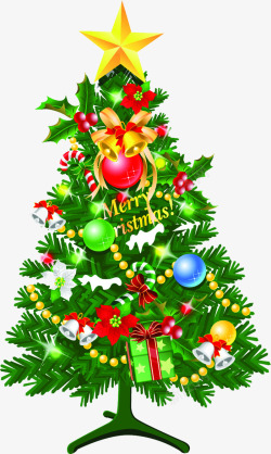 圣诞树造型图片扁平手绘风格圣诞树造型元素高清图片