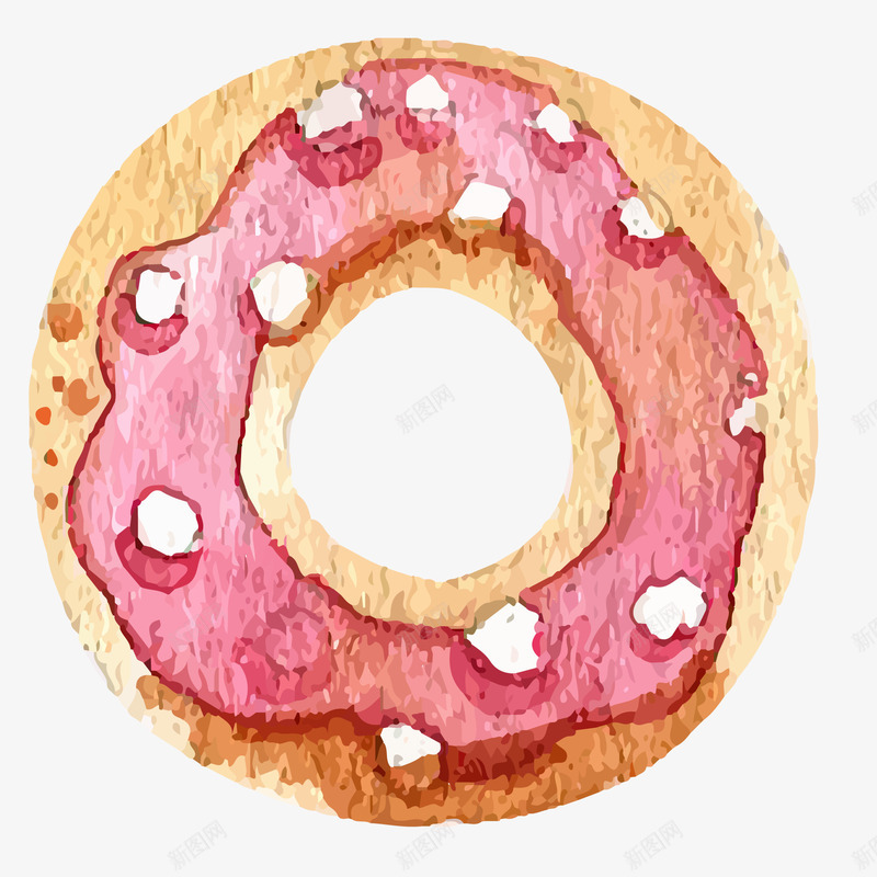 水彩手绘甜甜圈食物矢量图ai免抠素材_新图网 https://ixintu.com 卡通 手绘 水彩 甜品 甜甜圈 食物设计 矢量图