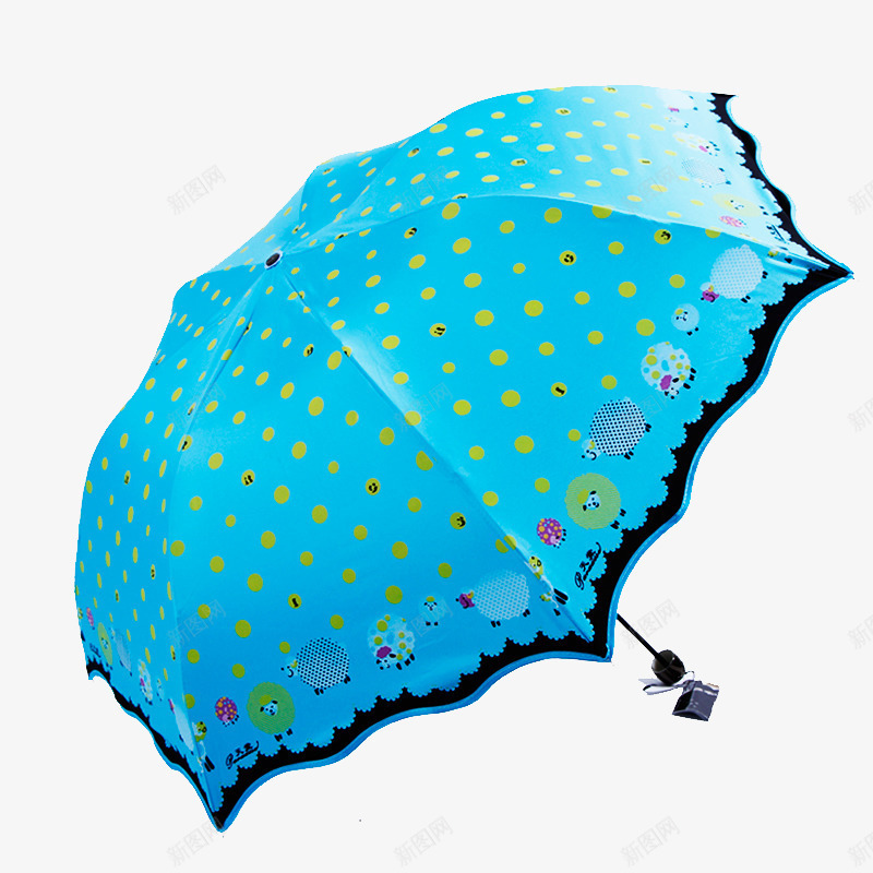 蓝色折叠雨伞png免抠素材_新图网 https://ixintu.com 产品实物图 折叠 蓝色 雨伞 黑边