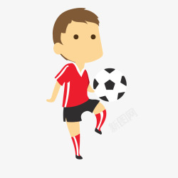 红色服装男士足球运动矢量图素材