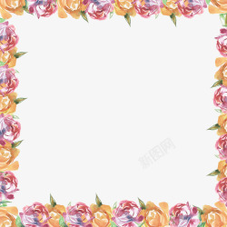 彩色花框合集方形花朵彩色边框高清图片