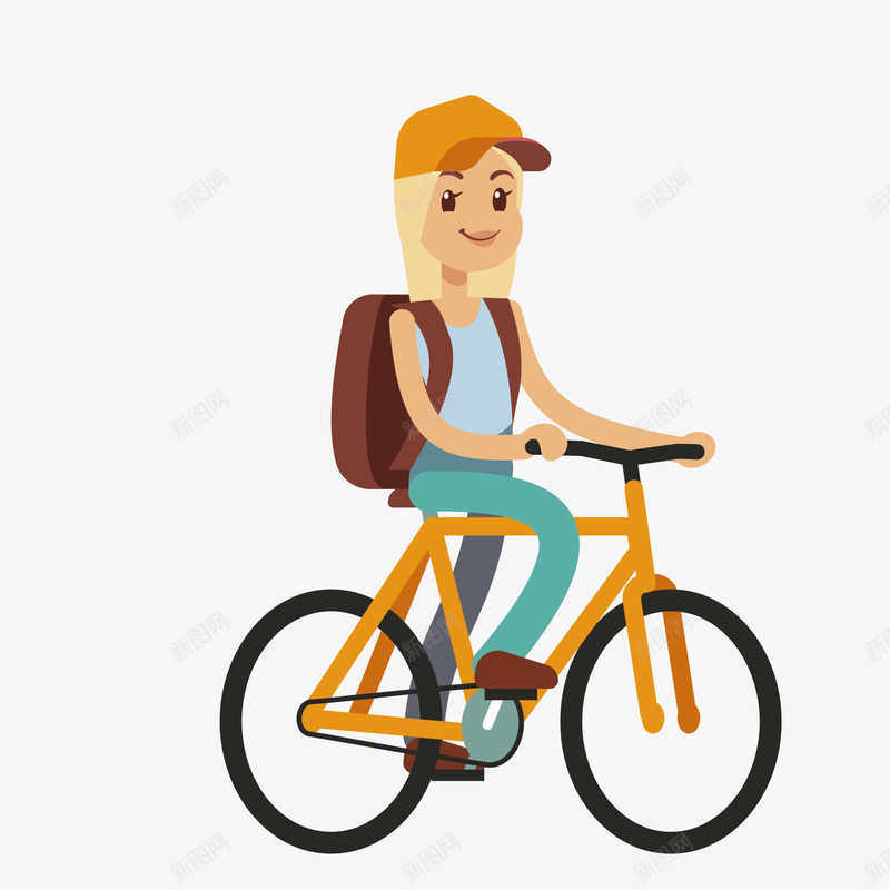 卡通手绘骑单车的女孩png免抠素材_新图网 https://ixintu.com 创意 动漫动画 卡通 手绘 自行车 骑单车的女孩