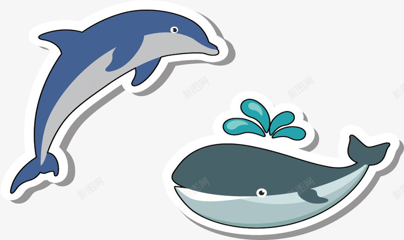 可爱的鲸鱼和海豚矢量图ai免抠素材_新图网 https://ixintu.com 娴疯睔 椴搁奔 鍗 鐭噺绱犳潗 矢量图