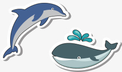 娴疯礉可爱的鲸鱼和海豚矢量图高清图片