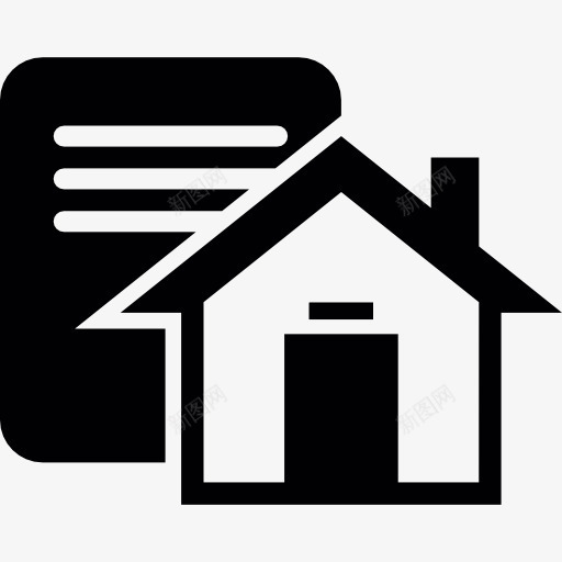 房子和一页文字图标png_新图网 https://ixintu.com 家 房地产 房子 文件 社会