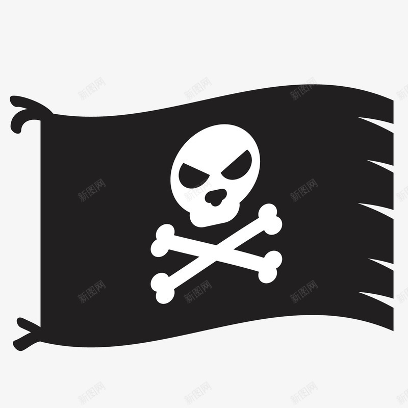 黑色海盗旗png免抠素材_新图网 https://ixintu.com 旗帜 海盗 素材 黑色