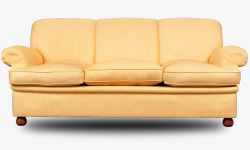 三人座中式沙发驼色皮革沙发高清图片