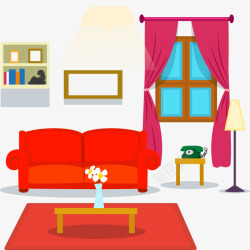 手绘客厅手绘客厅沙发茶几元素高清图片