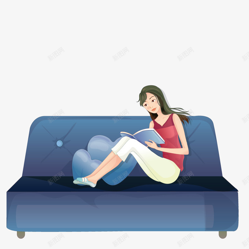 在沙发上看书的美女矢量图ai免抠素材_新图网 https://ixintu.com 沙发 看书 美女 美女沙发 矢量图