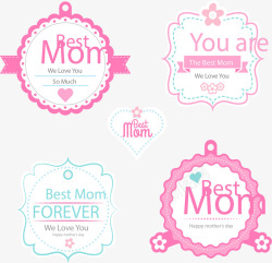 mothers5款粉色母亲节标签高清图片