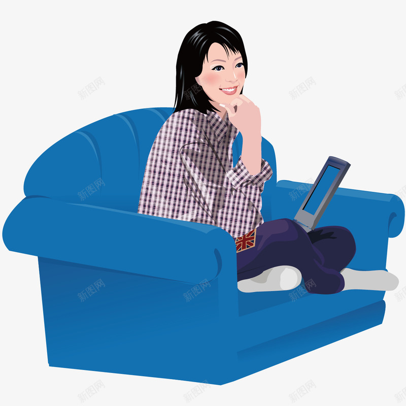 坐沙发上的女孩png免抠素材_新图网 https://ixintu.com 女孩 家居 沙发 美女 舒适
